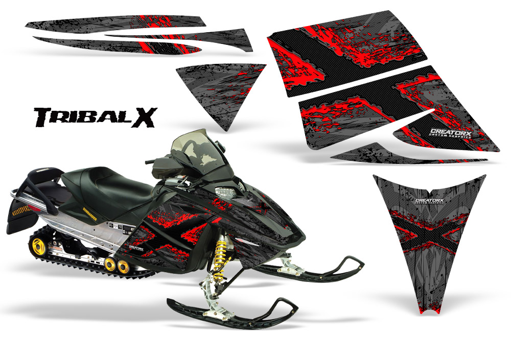Ski-Doo Rev Graphics Kit TribalX Red Silver
